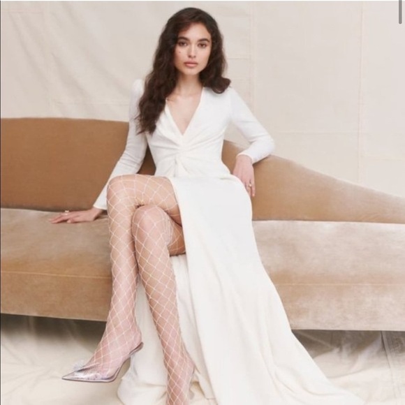 Reformation Gatsby Dress Ivory Knotted Slit Bridal New With Tags! - Picture 3 of 8